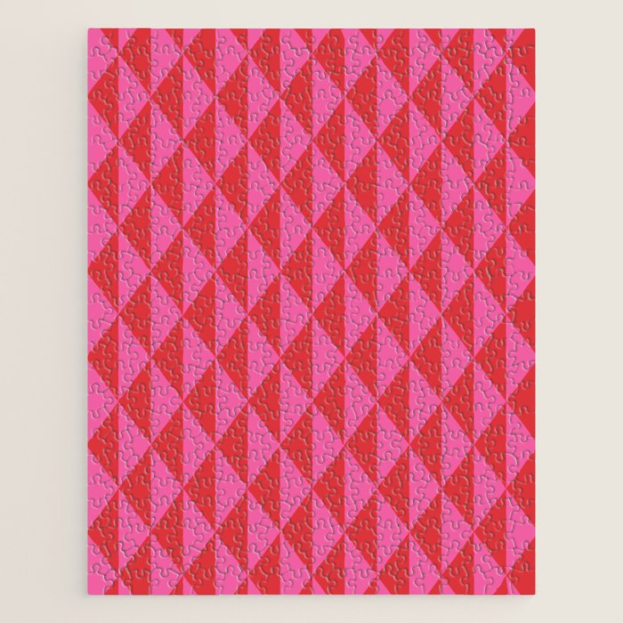 Red and Pink Geometric Pattern Jigsaw Puzzle Gallery Image 1