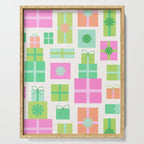 Retro Christmas Presents - Pink & Green Serving Tray Gallery Image 1