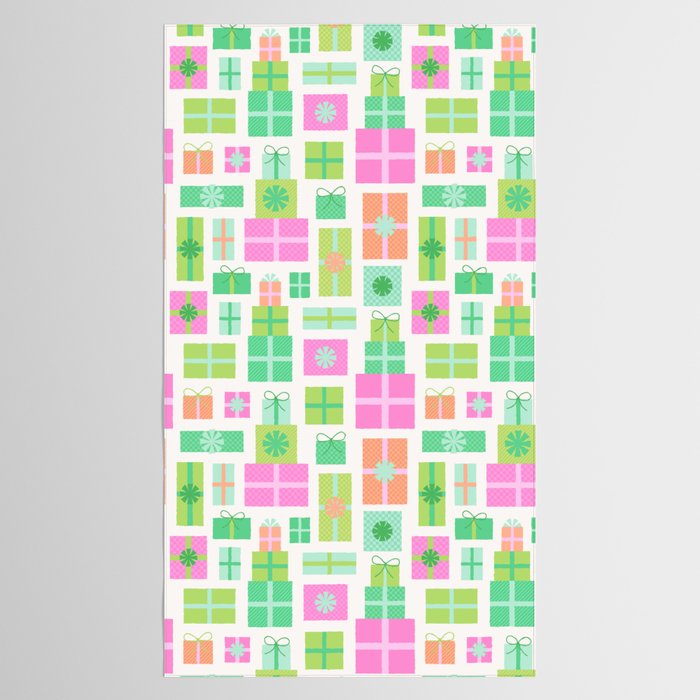 Retro Christmas Presents - Pink & Green Tablecloth Gallery Image 2