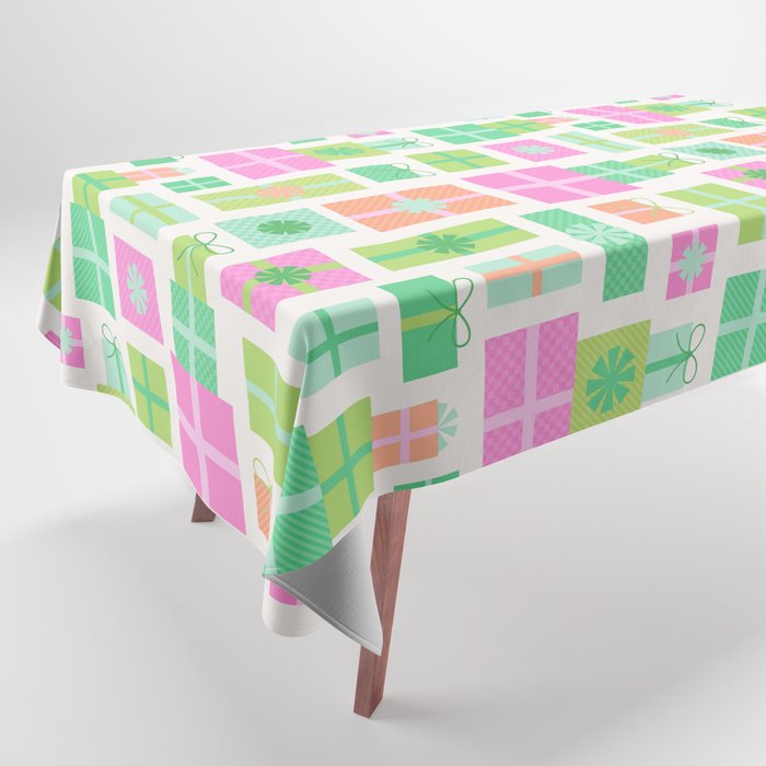 Retro Christmas Presents - Pink & Green Tablecloth Gallery Image 1