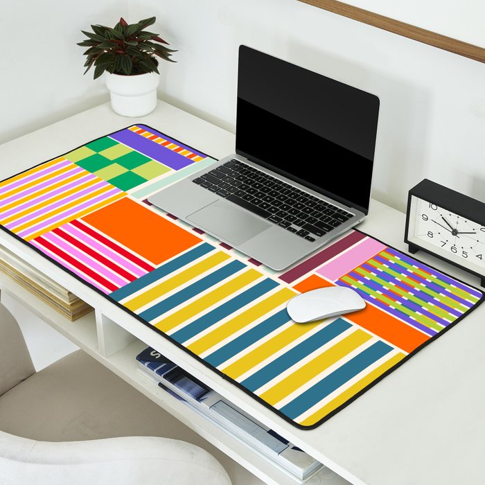 Playful patchwork Desk Mat Gallery Image 2