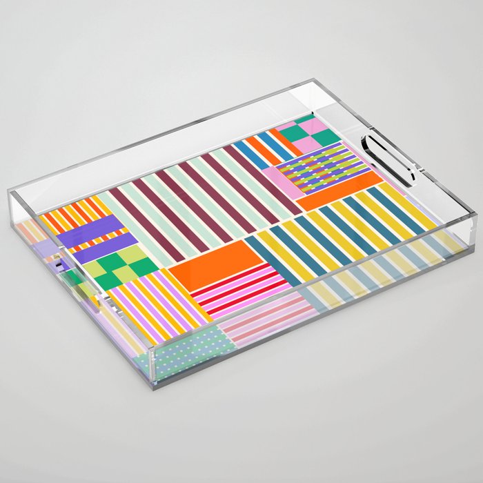 Playful patchwork Acrylic Tray Gallery Image 1