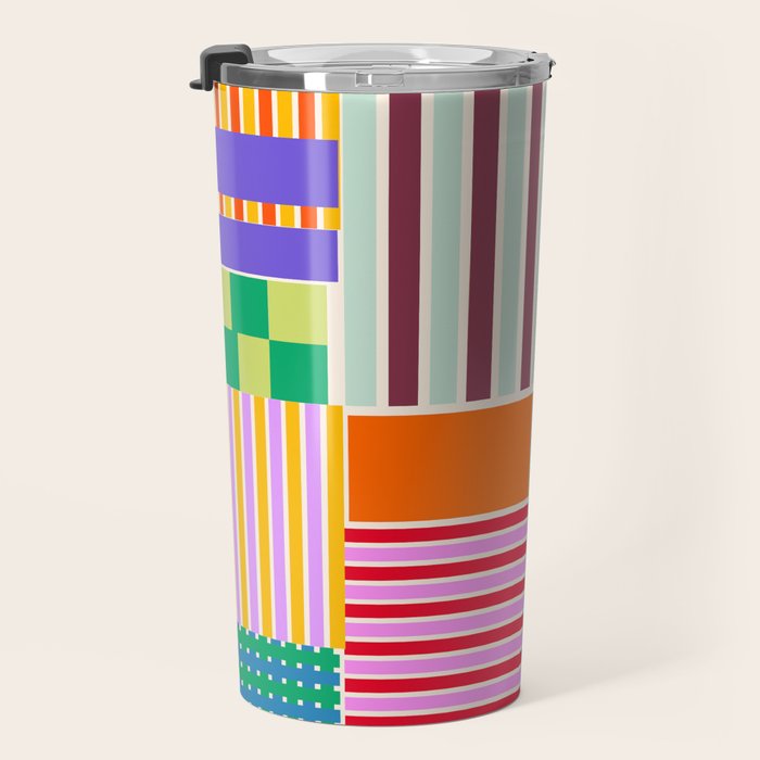 Playful patchwork Travel Mug Gallery Image 3