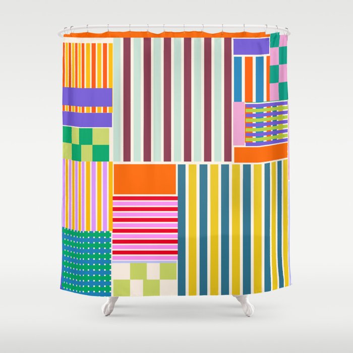 Playful patchwork Shower Curtain Gallery Image 1
