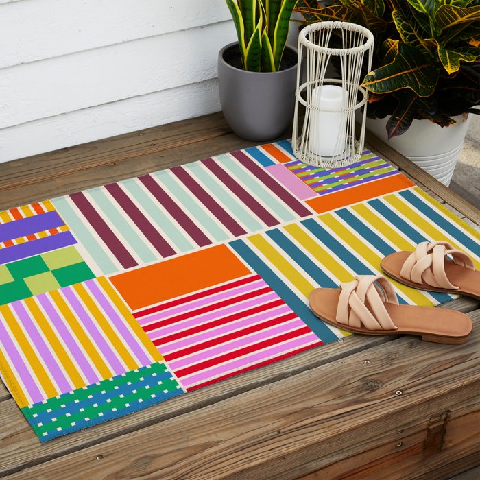 Playful patchwork Outdoor Rug Gallery Image 2