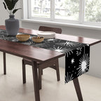 Black and white firework doodle pattern Table Runner Gallery Image 2