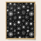 Black and white firework doodle pattern Serving Tray Gallery Image 1