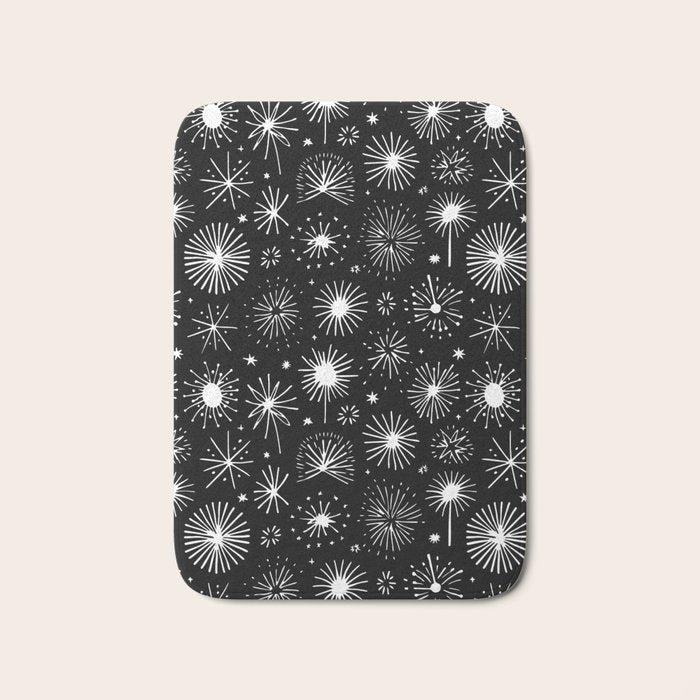 Black and white firework doodle pattern Bath Mat Gallery Image 1