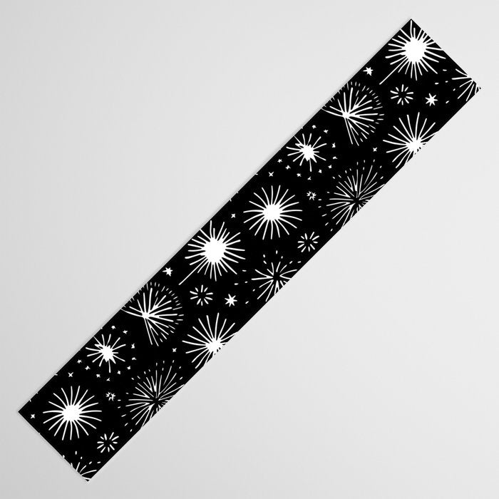 Black and white firework doodle pattern Table Runner Gallery Image 3