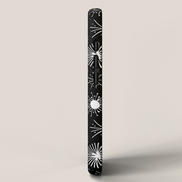 Black and white firework doodle pattern iPhone Case Gallery Image 2