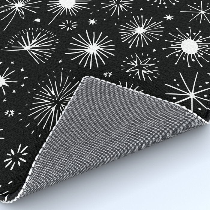 Black and white firework doodle pattern Rug Gallery Image 4