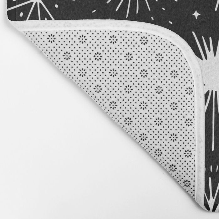 Black and white firework doodle pattern Bath Mat Gallery Image 2