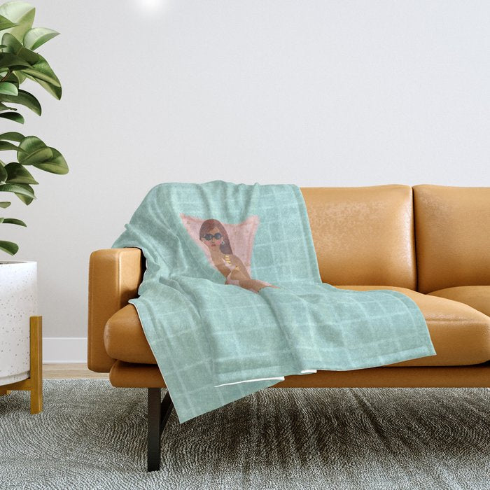 Swimming in Blue Throw Blanket Gallery Image 1