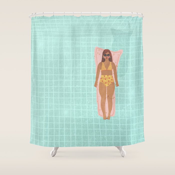 Swimming in Blue Shower Curtain Gallery Image 1