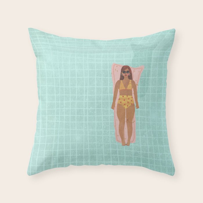 Swimming in Blue Throw Pillow Gallery Image 1