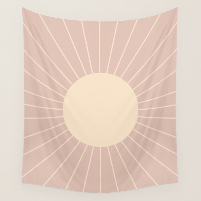 Minimal Sunrays - Neutral Pink Wall Tapestry Gallery Image 4