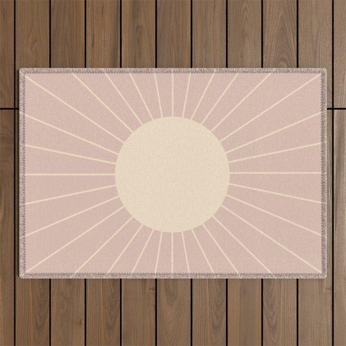 Minimal Sunrays - Neutral Pink Outdoor Rug Gallery Image 1