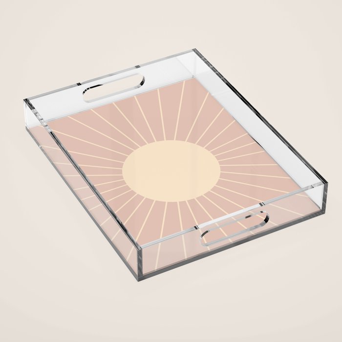 Minimal Sunrays - Neutral Pink Acrylic Tray Gallery Image 1