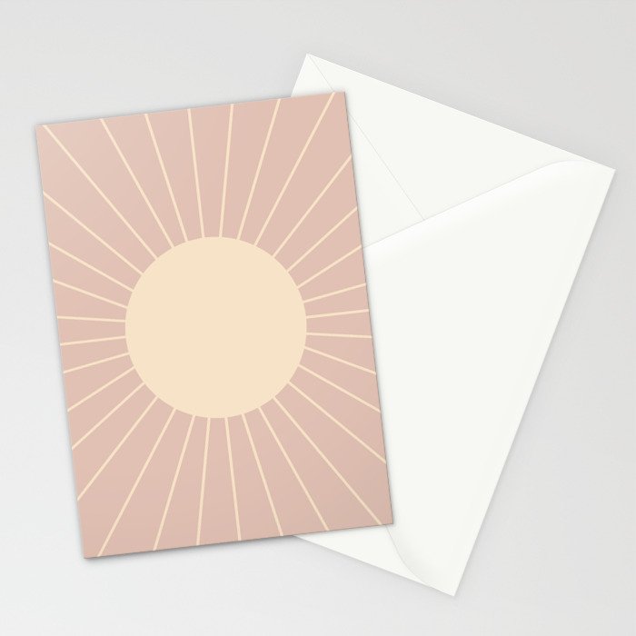 Minimal Sunrays - Neutral Pink Stationery Card Gallery Image 2