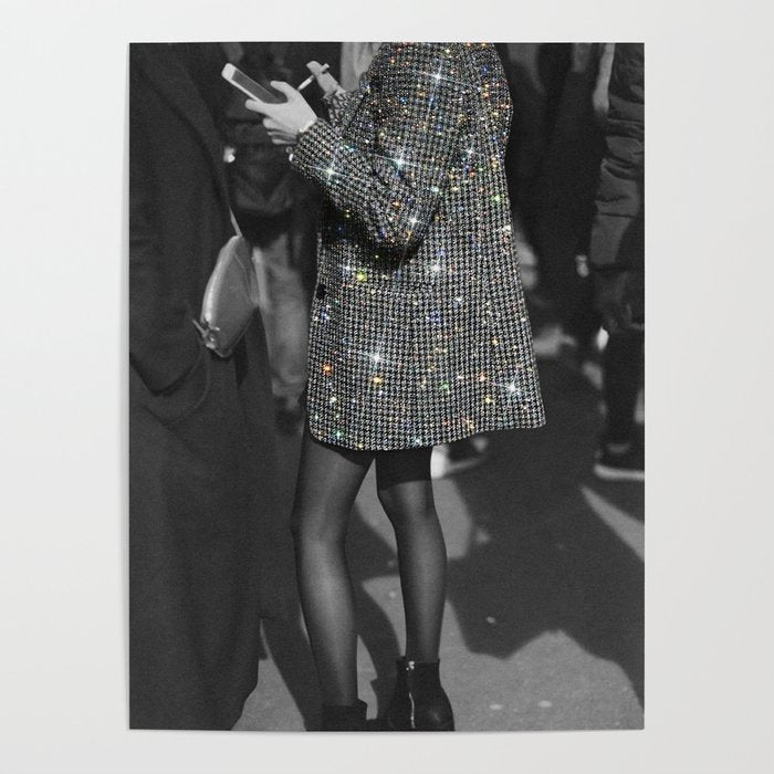 BREAK TIME | style | fashion | black and white | classic | retro | glitter | sparkle | smoke Poster Gallery Image 1