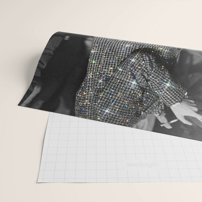 BREAK TIME | style | fashion | black and white | classic | retro | glitter | sparkle | smoke Wrapping Paper Gallery Image 2