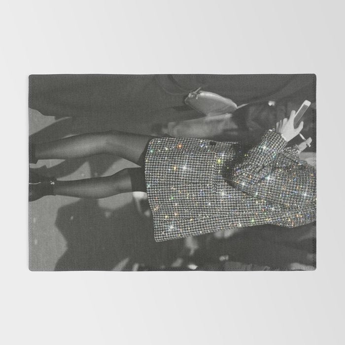 BREAK TIME | style | fashion | black and white | classic | retro | glitter | sparkle | smoke Rug Gallery Image 2