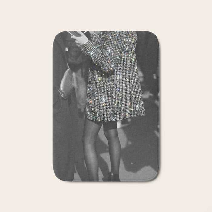 BREAK TIME | style | fashion | black and white | classic | retro | glitter | sparkle | smoke Bath Mat Gallery Image 1