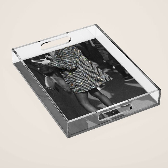 BREAK TIME | style | fashion | black and white | classic | retro | glitter | sparkle | smoke Acrylic Tray Gallery Image 1