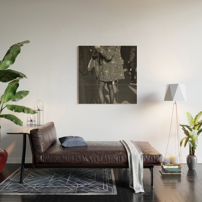 BREAK TIME | style | fashion | black and white | classic | retro | glitter | sparkle | smoke Wood Wall Art Gallery Image 2