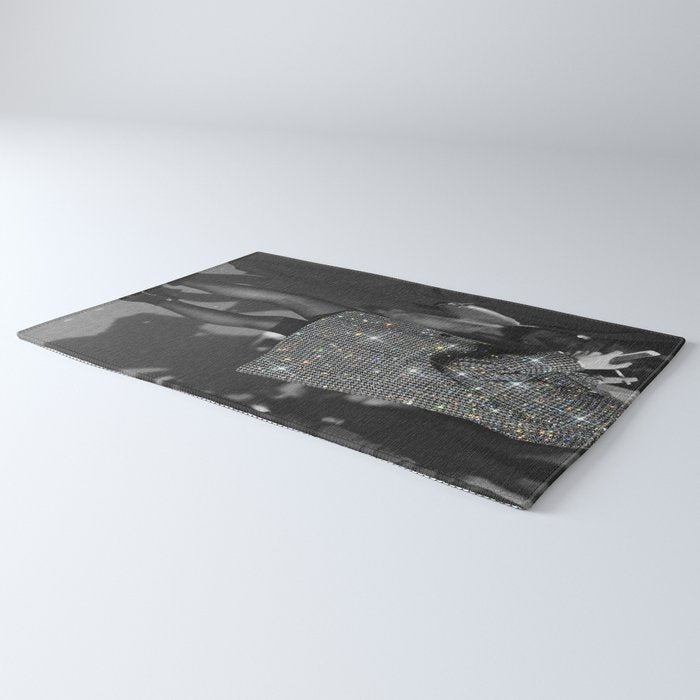BREAK TIME | style | fashion | black and white | classic | retro | glitter | sparkle | smoke Rug Gallery Image 3