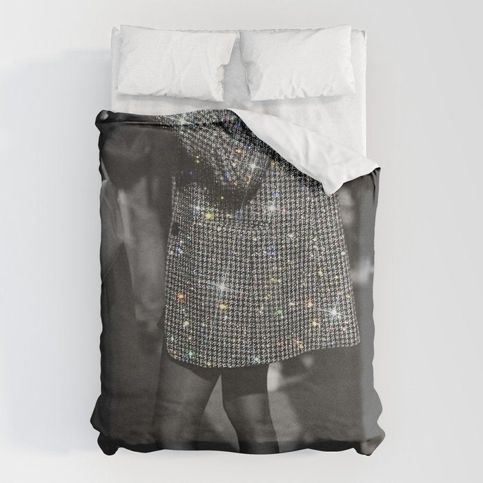 BREAK TIME | style | fashion | black and white | classic | retro | glitter | sparkle | smoke Duvet Cover Gallery Image 6