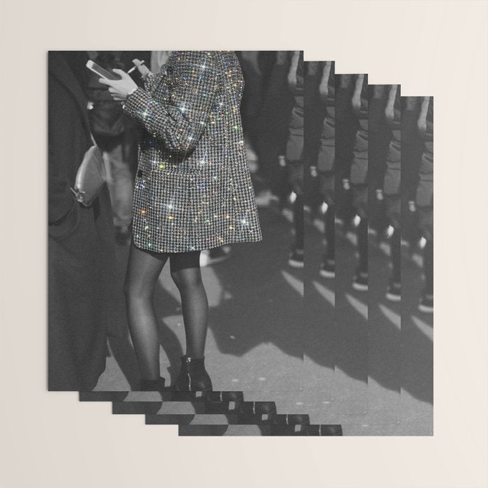 BREAK TIME | style | fashion | black and white | classic | retro | glitter | sparkle | smoke Wrapping Paper Gallery Image 3