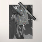 BREAK TIME | style | fashion | black and white | classic | retro | glitter | sparkle | smoke Wrapping Paper Gallery Image 1