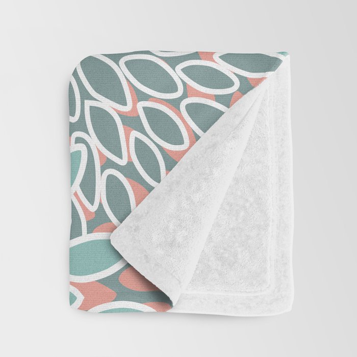Festive, Floral Prints, Teal and Coral Throw Blanket Gallery Image 3