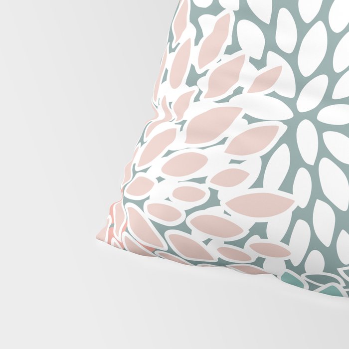 Festive, Floral Prints, Teal and Coral Pillow Sham Gallery Image 4