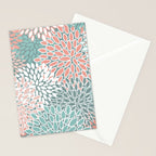 Festive, Floral Prints, Teal and Coral Stationery Card Gallery Image 2