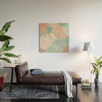 Festive, Floral Prints, Teal and Coral Wood Wall Art Gallery Image 2