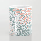 Festive, Floral Prints, Teal and Coral Coffee Mug Gallery Image 4
