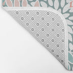 Festive, Floral Prints, Teal and Coral Bath Mat Gallery Image 2