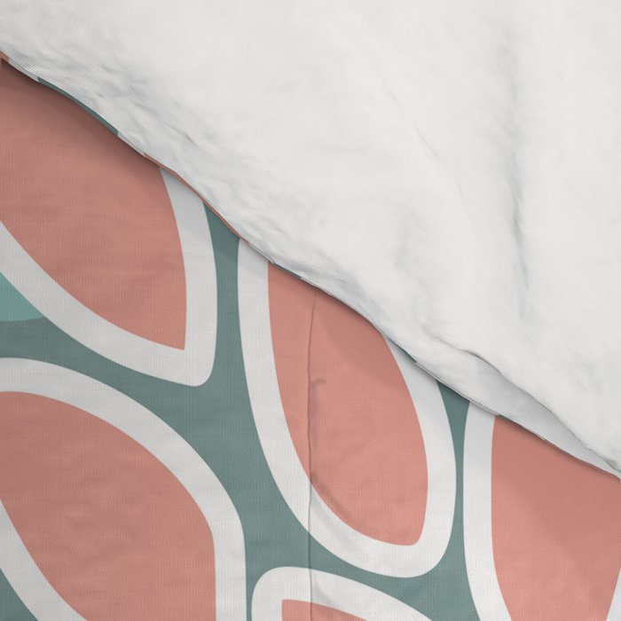 Festive, Floral Prints, Teal and Coral Comforter Gallery Image 4