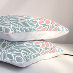 Festive, Floral Prints, Teal and Coral Pillow Sham Gallery Image 3