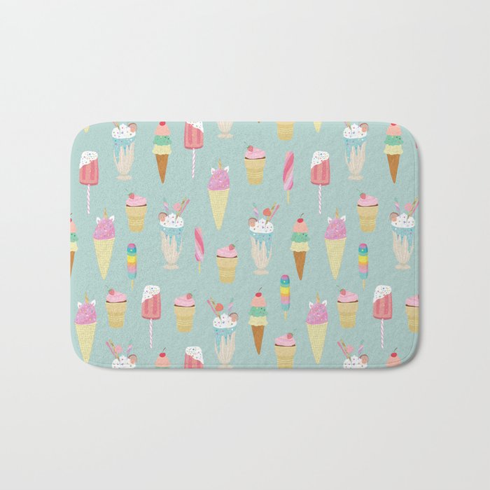 Vintage Ice Cream Pattern Bath Mat Gallery Image 1