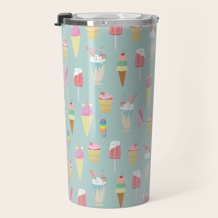 Vintage Ice Cream Pattern Travel Mug Gallery Image 3