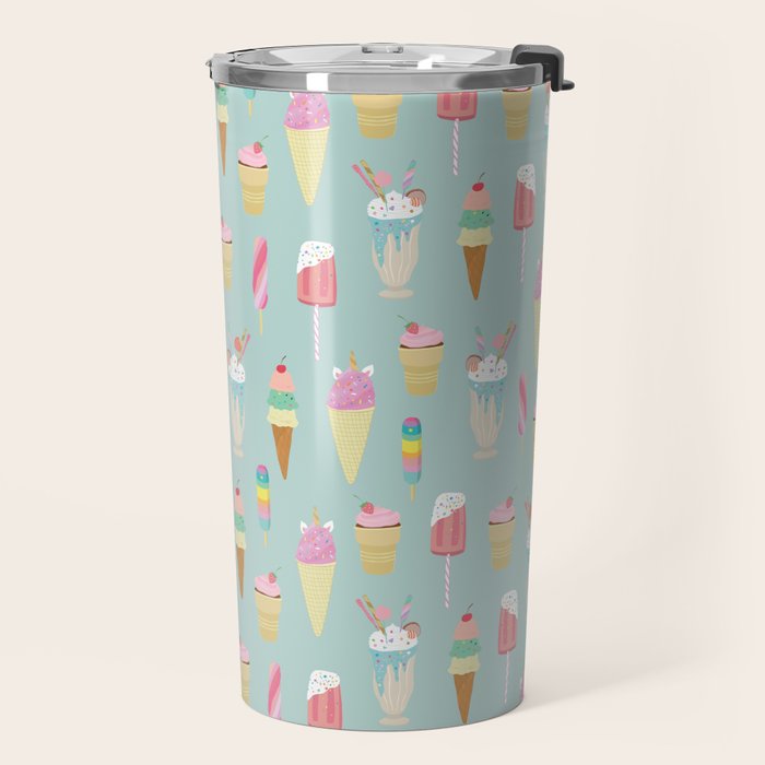 Vintage Ice Cream Pattern Travel Mug Gallery Image 2