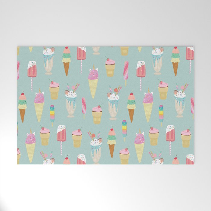 Vintage Ice Cream Pattern Welcome Mat Gallery Image 1