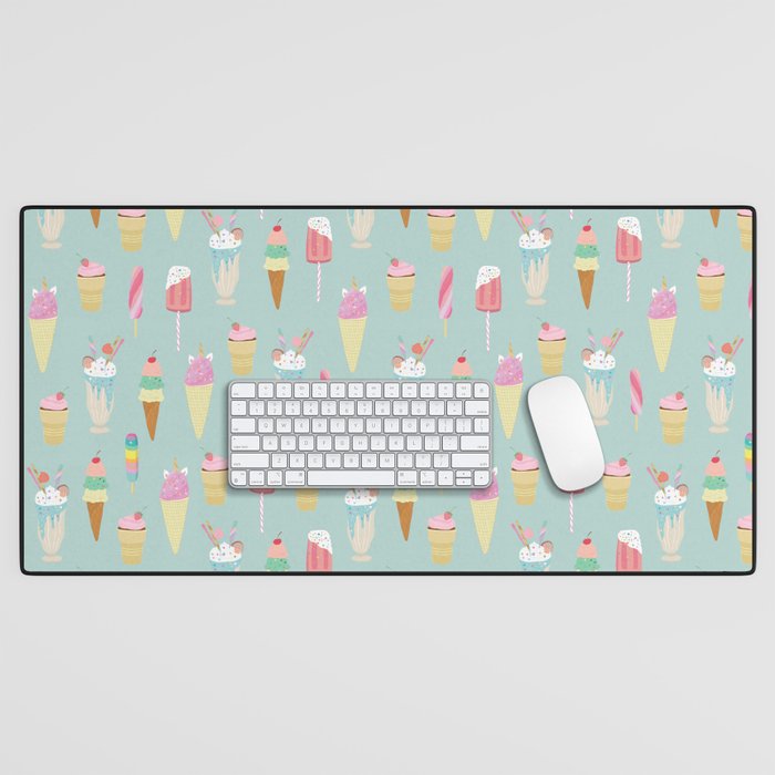 Vintage Ice Cream Pattern Desk Mat Gallery Image 1