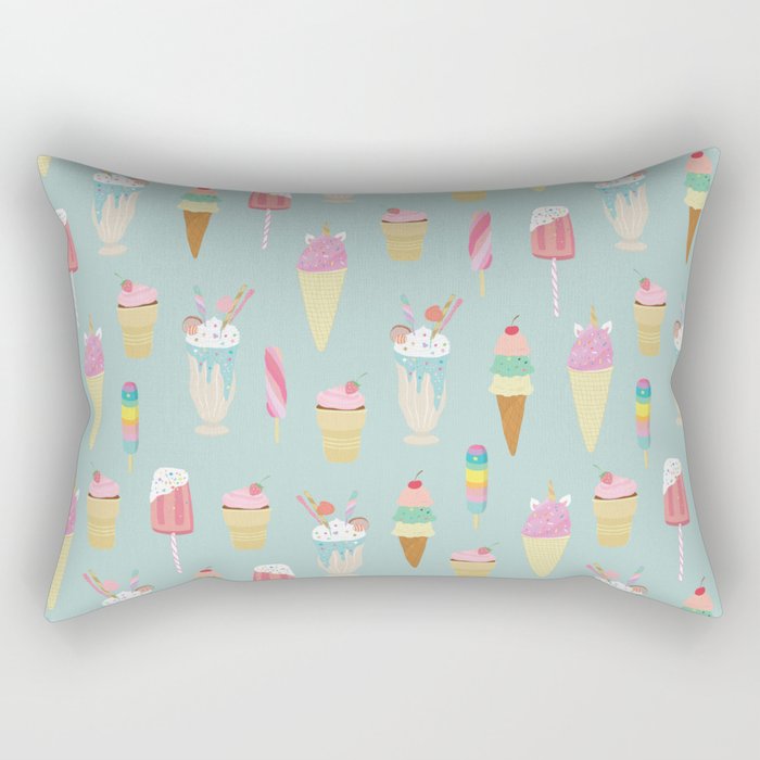 Vintage Ice Cream Pattern Rectangular Pillow Gallery Image 2