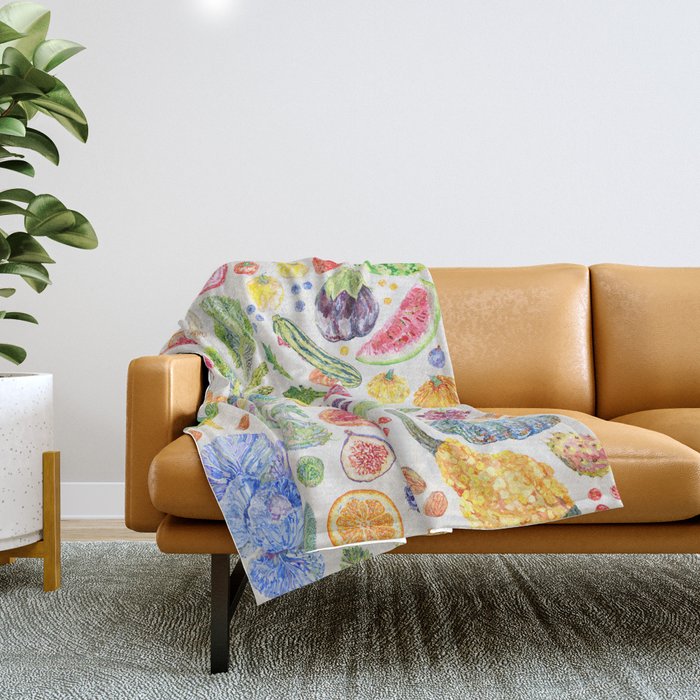 Seasonal Harvests - Neutral Throw Blanket Gallery Image 1