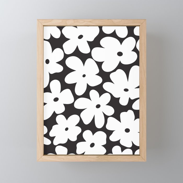 Black & White Flower - 70's White Daisies Mini Art Print Gallery Image 1