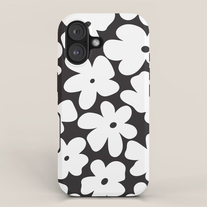 Black & White Flower - 70's White Daisies iPhone Case Gallery Image 1